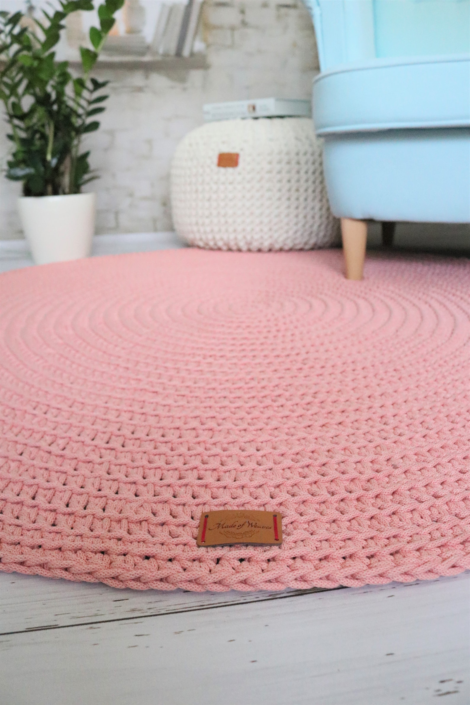Light peach pink round rug Round area rug Nursery Rugs Etsy