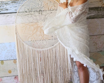 Sale 70cm Mother's Day gift Lace Wedding Handmade Natural Cotton Decor Round Beige Cream Large Big Dreamcatcher Wall hanging Photo prop