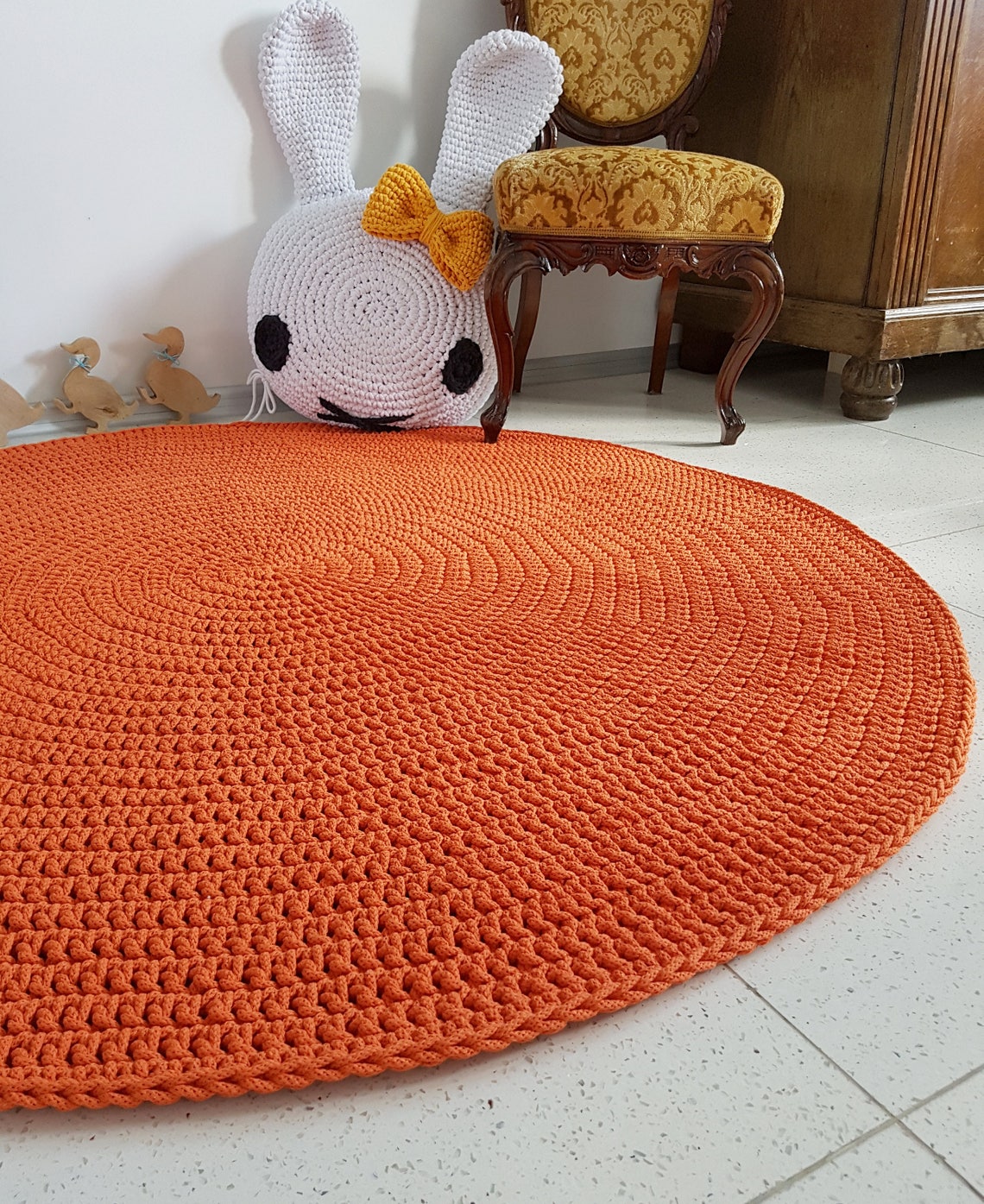 Modern Orange Round Rug Round Area Rug Nursery Rugs Etsy