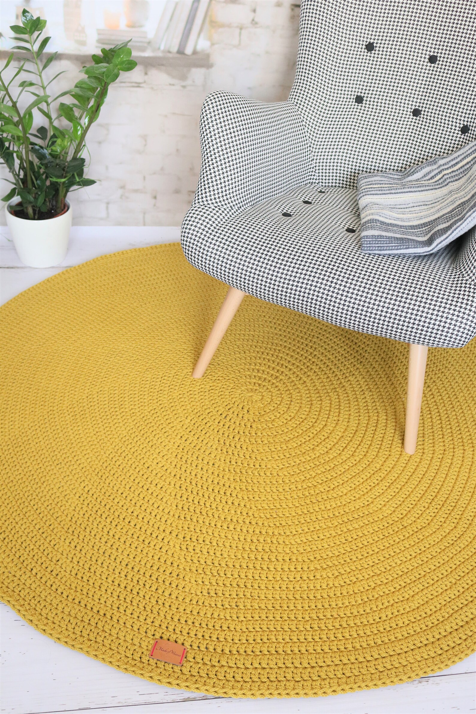 Modern Mustard Yellow Round Rug Round Area Rug Nursery Rugs Etsy
