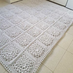 Tapis 3D rectangulaire moderne à fleurs blanches/Tapis au crochet/Tapis/Tapis/Tapis/Tapis de sol/Grands tapis/Tapis fait main/Tapis/Tapis en coton image 2