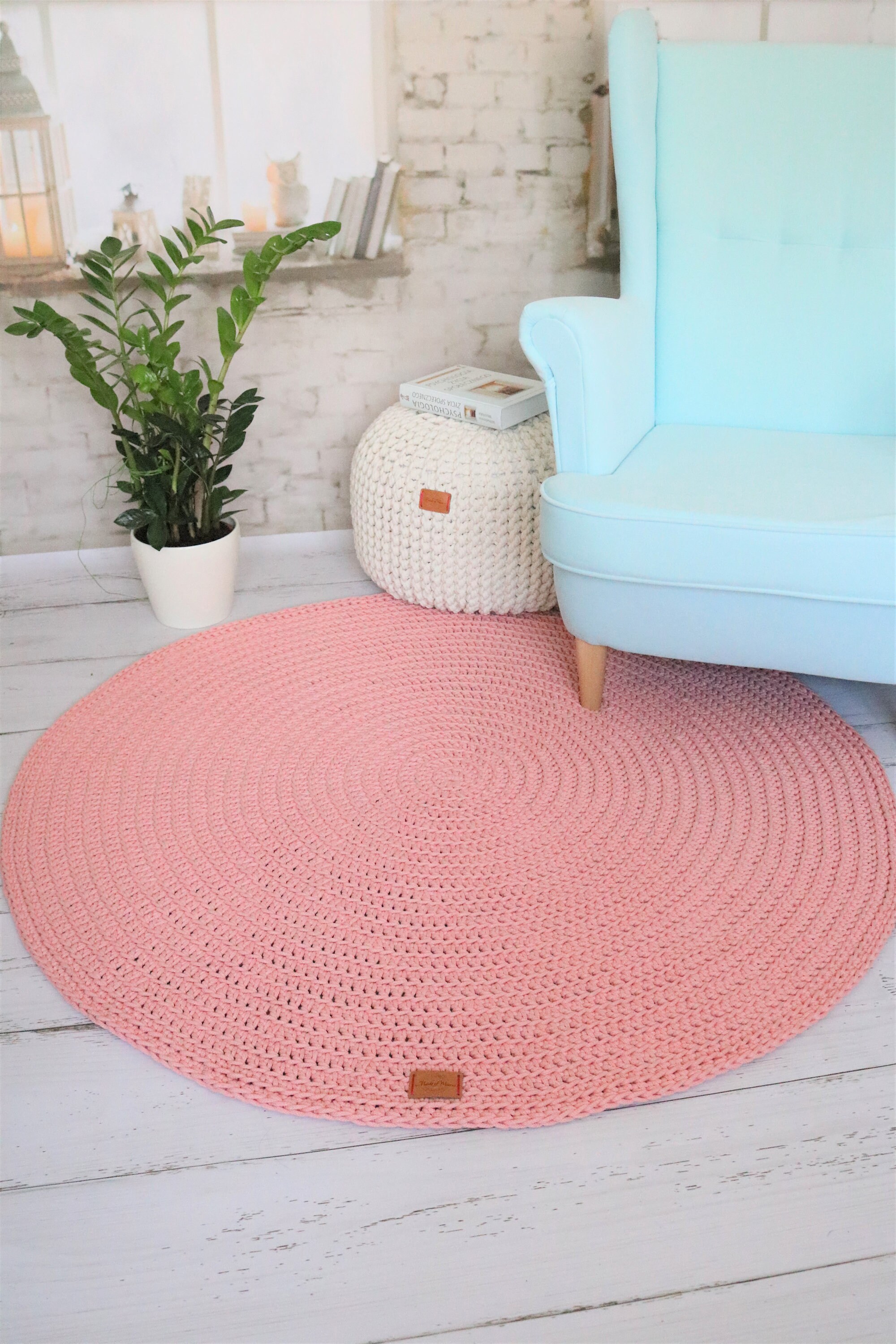 Light peach pink round rug Round area rug Nursery Rugs Etsy
