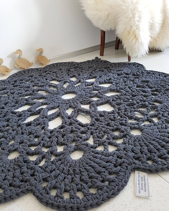 Tapis De Sol Gris Foncé Au Crochet Tapis Tapis Tapis Tapis De Sol Tapis Tapis Décoratif Tapis