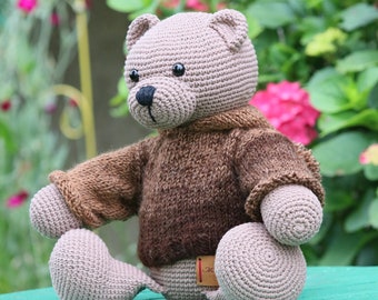 Mother's Day gift Crochet Brown Teddy Bear Plush, Teddy Bear Stuffed Animal Toy Plushie, Stuffed Toy Teddy Bear Soft Toy