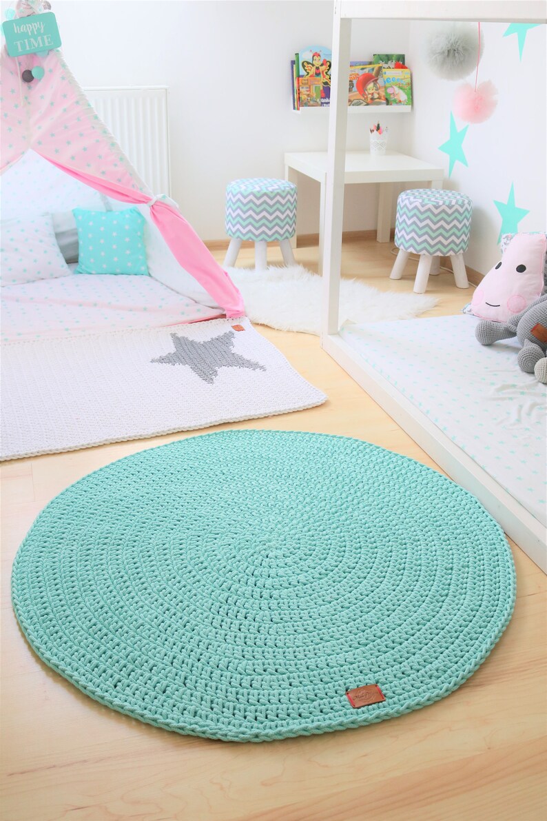 Sweet Mint round rug Round area rug Nursery Rugs Etsy