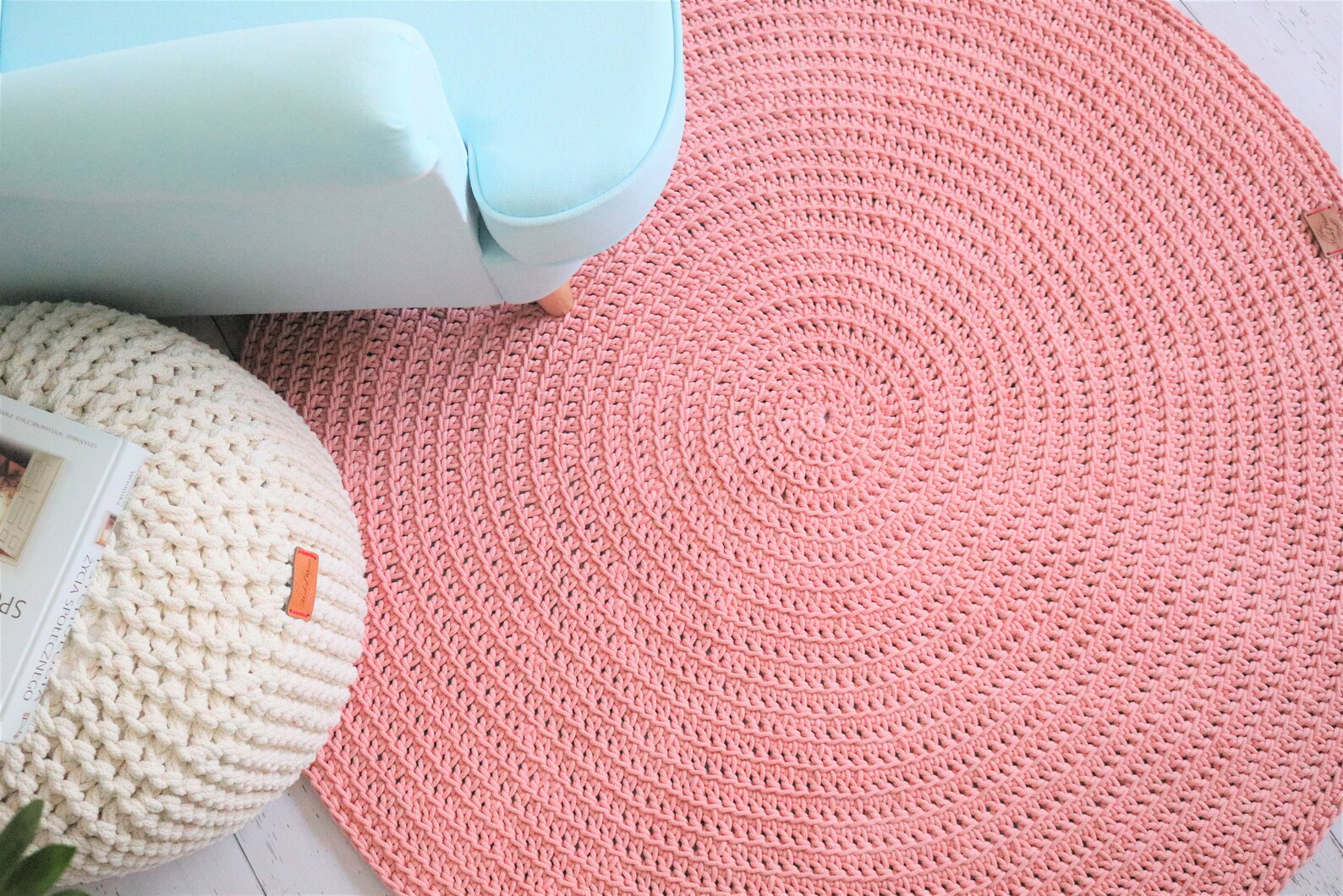 Light peach pink round rug Round area rug Nursery Rugs Etsy