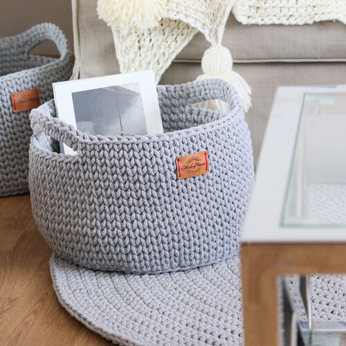 Large Storage Basket Crochet Rope Basket Handmade Rope Etsy