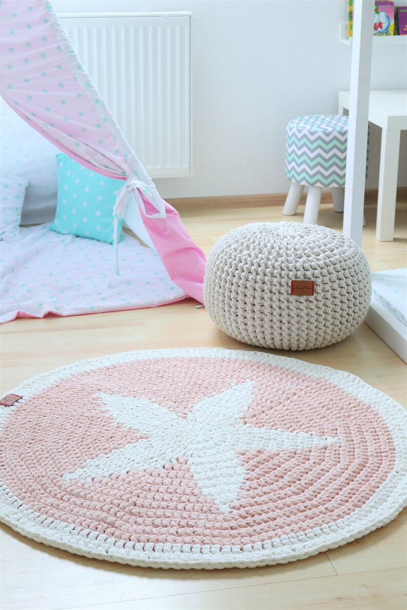 Sweet Light Pink Star Round Rug Stars Rug Round Area Rug Etsy