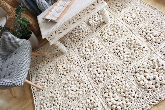 3D ivoor bloemenkleed / gehaakt tapijt / Etsy Nederland