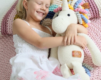 Children's Day gift Rainbow Ecru Unicorn Plush Unicorn Amigurumi Unicorn Stuffed Animal Toy Unicorn Plushie Unicorn Stuffed Toy Soft Toy