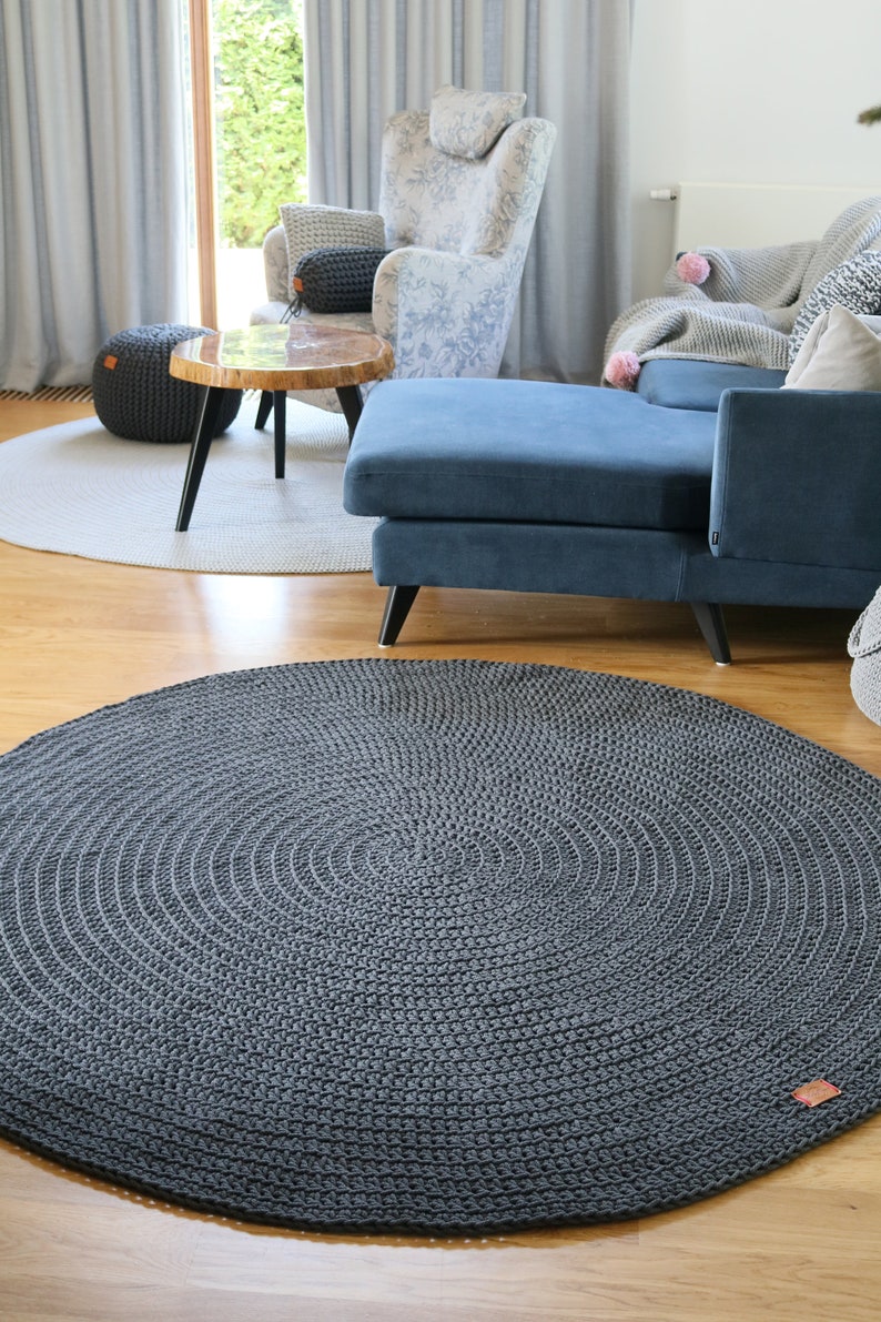 Dark Gray Round Rug Round Area Rug Nursery Rug Skandinavische Etsy Canada