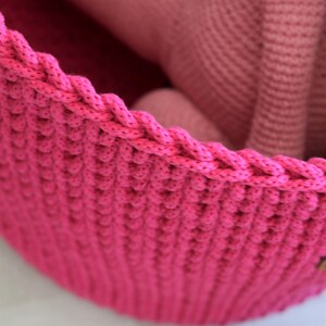 Handmade Medium Large Fuchsia Cotton Standing Basket with handles for Nursery/ Basket/Baskets/ Crochet Organizer/ Storage Basket image 7