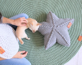 Sage Green Round Neutral Rug, Crochet Decor Neutral Rug, Round Crochet Rug for Nursery, Round Crocheted Rugs, Scandinavian Home Decor