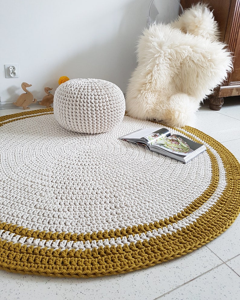 Many Colors Many Sizes Mustard Ecru Large Rug Washable Cotton Etsy