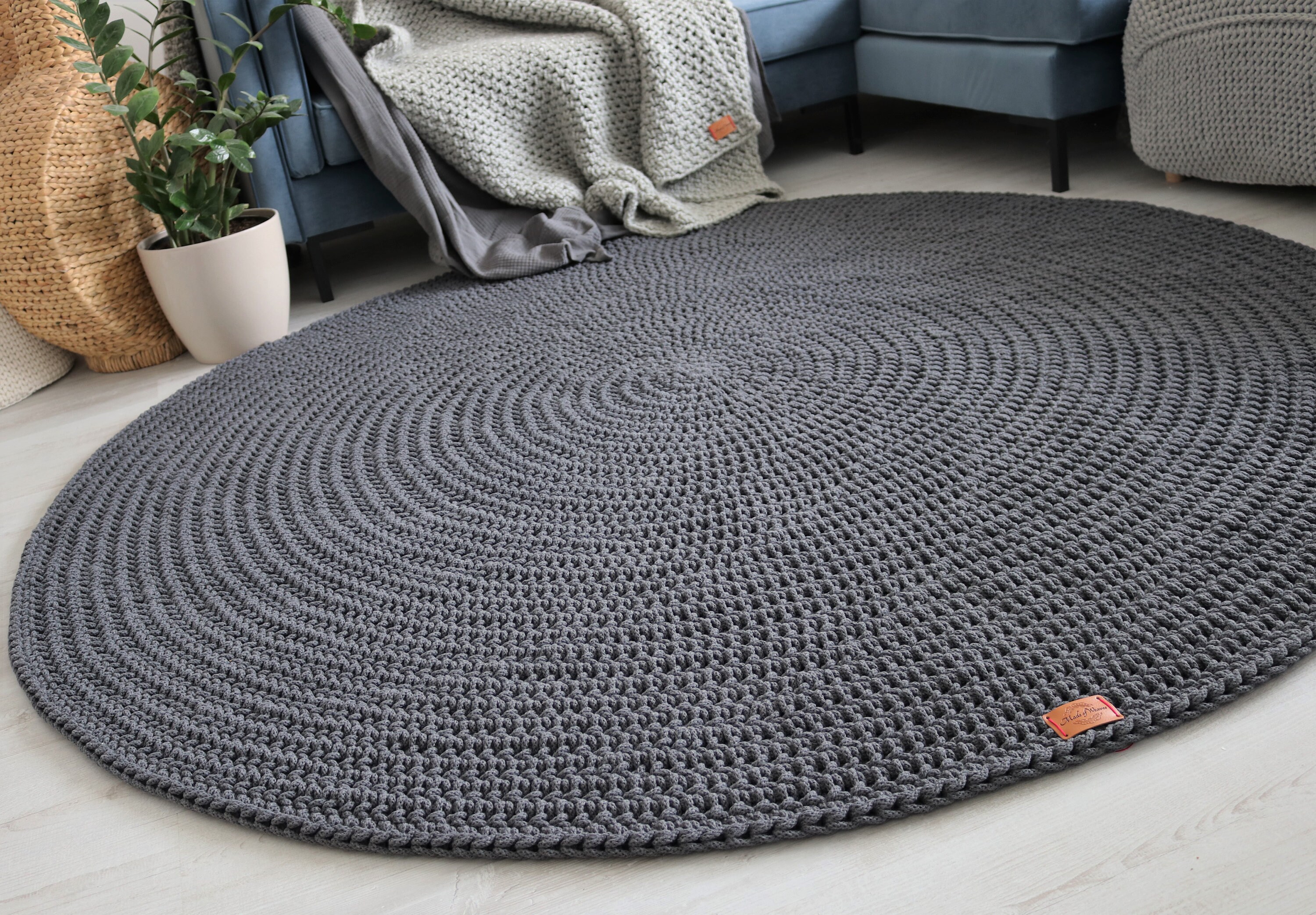 Gray Round Crocheted Rugs, Washable Nursery Cotton Round Neutral Rug,  Crochet Décor Neutral Ru Round Rug for Nursery,scandinavian Home Decor -   UK