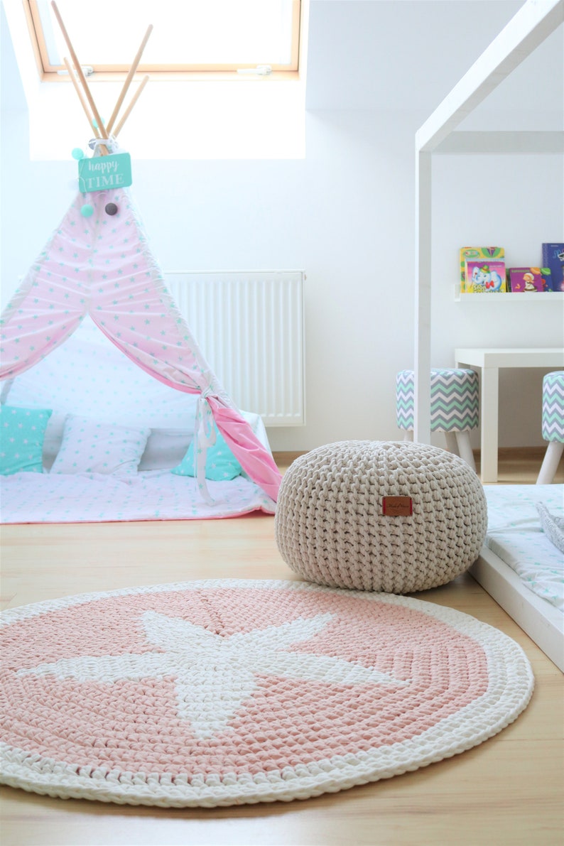 Sweet Light Pink Star Round Rug Stars Rug Round Area Rug Etsy