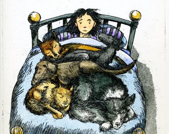 A Five Dog Night. An original limited edition Etching