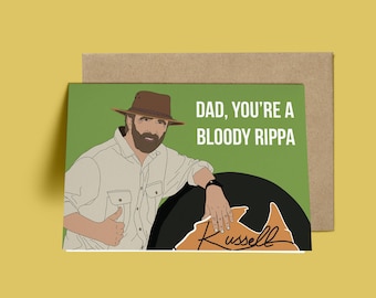 Fathers day card, Russell Coight, Dad You're a Bloody Rippa Funny Birthday Card, Gift for Dad, Dad Joke Pun Card, Australian Birthday card