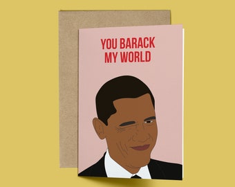 Valentine's Day Card Barack Obama anniversary Bday card greeting card for her Michelle Obama pop culture