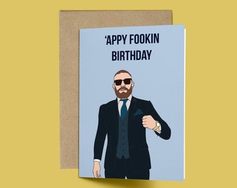 Tarjeta de cumpleaños Conor McGregor Tarjeta de felicitación UFC Cumpleaños divertido para él Celebridad Pop Hip Hop Tarjeta de cultura