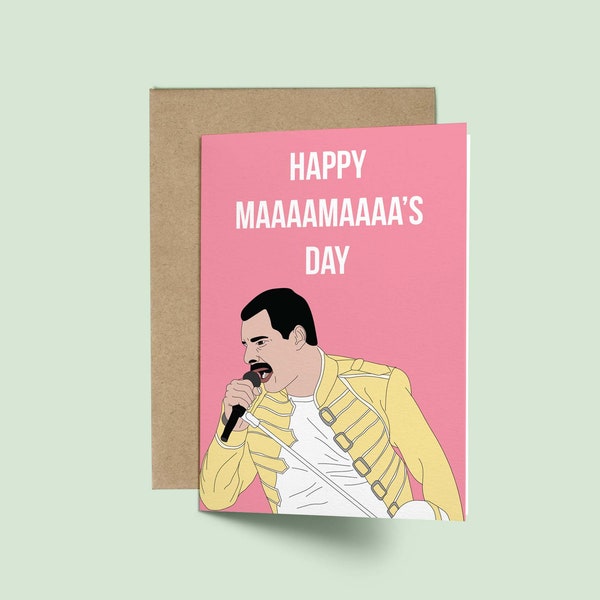 Freddie Mercury MAAMAA's Mother's Day Card (Mother's Day Card, Celebrity Pop Culture Card, Queen Mother's day card)