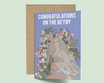 Baby Shower Card Beyonce - Congratulations on the Beyby! Congratulations Card, Beyonce Baby Shower Card)