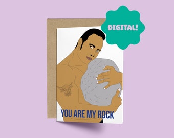 Printable Birthday Card The Rock  Dwayne Johnson Valentines Day Funny DIGITAL Download Instant Download