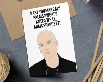 Valentines Day Eminem, Arms Spaghetti Funny Anniversary Card for Her