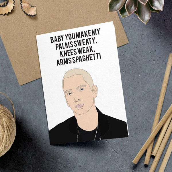 Valentines Day Eminem, Arms Spaghetti Funny Anniversary Card for Her