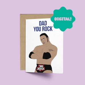 Printable Father&#39;s Day Card The Rock Dwayne Johnson Funny Dad Birthday Card DIGITAL Download Instant Download