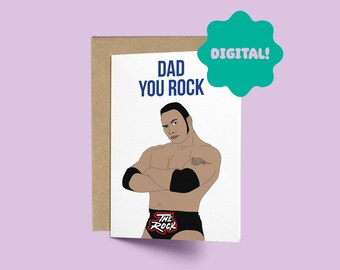 Printable Father's Day Card The Rock Dwayne Johnson Funny Dad Birthday Card DIGITAL Download Instant Download