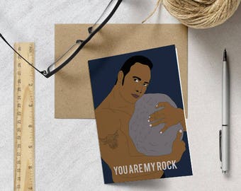 Birthday Card The Rock Dwayne Johnson Valentines Day greeting card for him for her