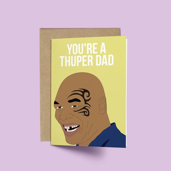 Fathers day Card, Mike Tyson, Super Dad Funny birthday card new dad, humours greeting card, pop culture card for him, mens funny card