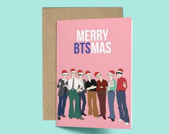 Christmas Card BTS, Merry BTSmas Merry Christmas (BTS, Jung Kook, Jimin, V, RM, Suga, Jin, K-Pop Card, Christmas Card)