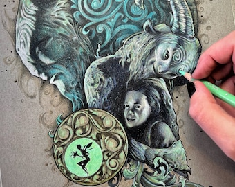 Original art - PAN&#39;S LABYRINTH movie poster drawing