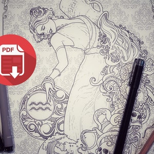 Coloring Page // AQUARIUS - Etsy