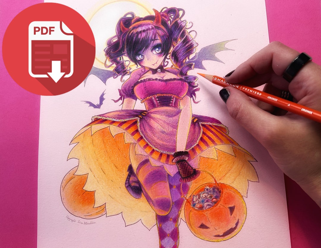 Coloring Page // Anime BAD GIRL - Etsy