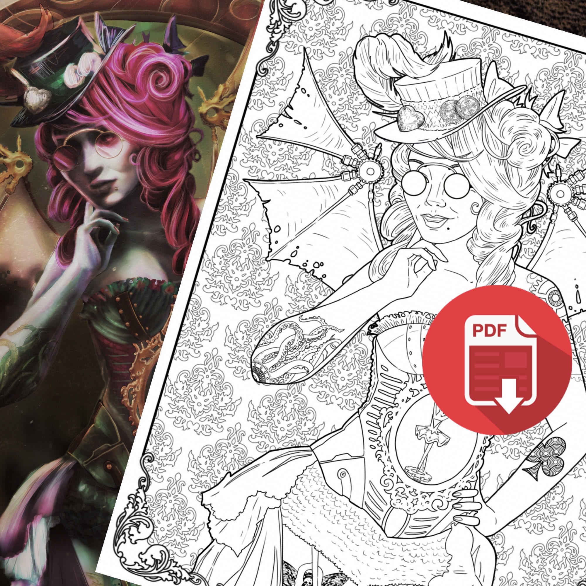 Coloring Page // STEAMPUNK DANCER