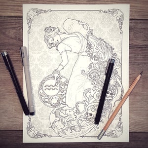 Coloring Page // AQUARIUS - Etsy
