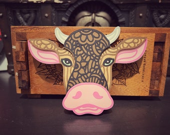 Cute Cow 3D Layered Ornament