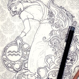 Coloring Page // AQUARIUS - Etsy