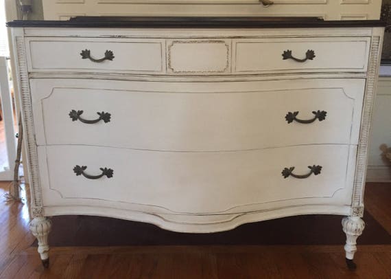 Sold Refinished Antique Dresser In Old White Etsy
