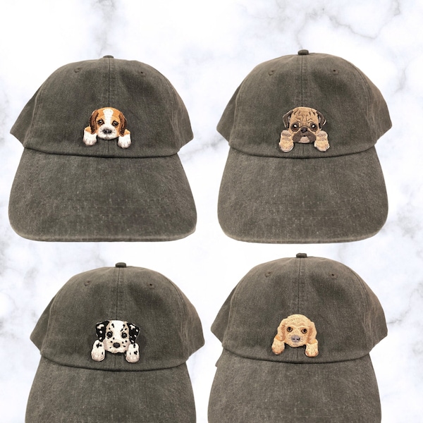 Embroidered Dog Patch Baseball Cap Hat, Embroidered Pet Cap, Embroidered Dog Hat, Embroidered Dog Cap