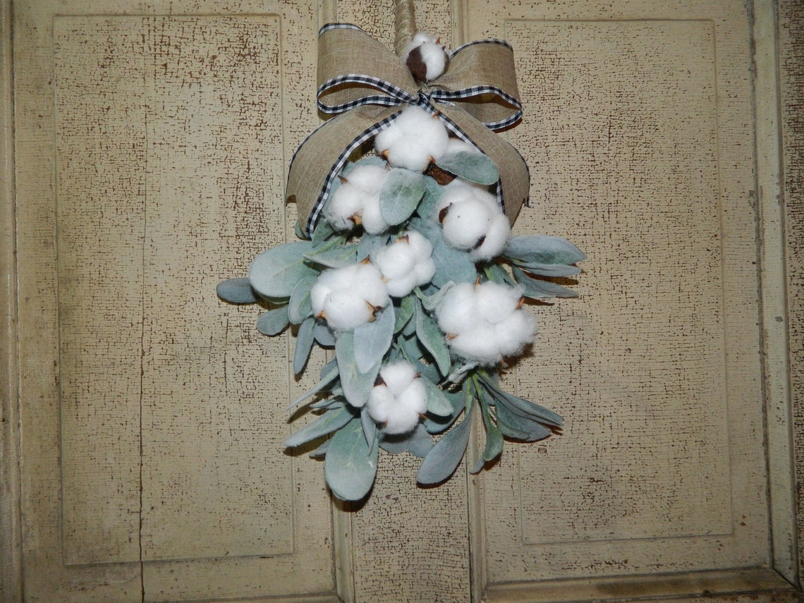 Lambs Ear and Cotton Teardrop Swaglambs Ear Swagcotton Stem Etsy