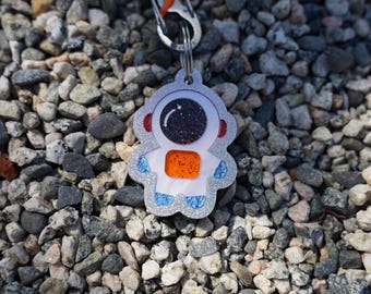 Astronaut Custom Pet ID Tag, Personalized, Engraved, Unique, Acrylic, Pet Charm, Handmade, Space