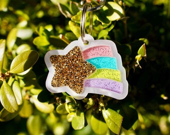 Meteor Custom Pet ID Tag, Personalized, Engraved, Unique, Acrylic, Pet Charm, Handmade, Star