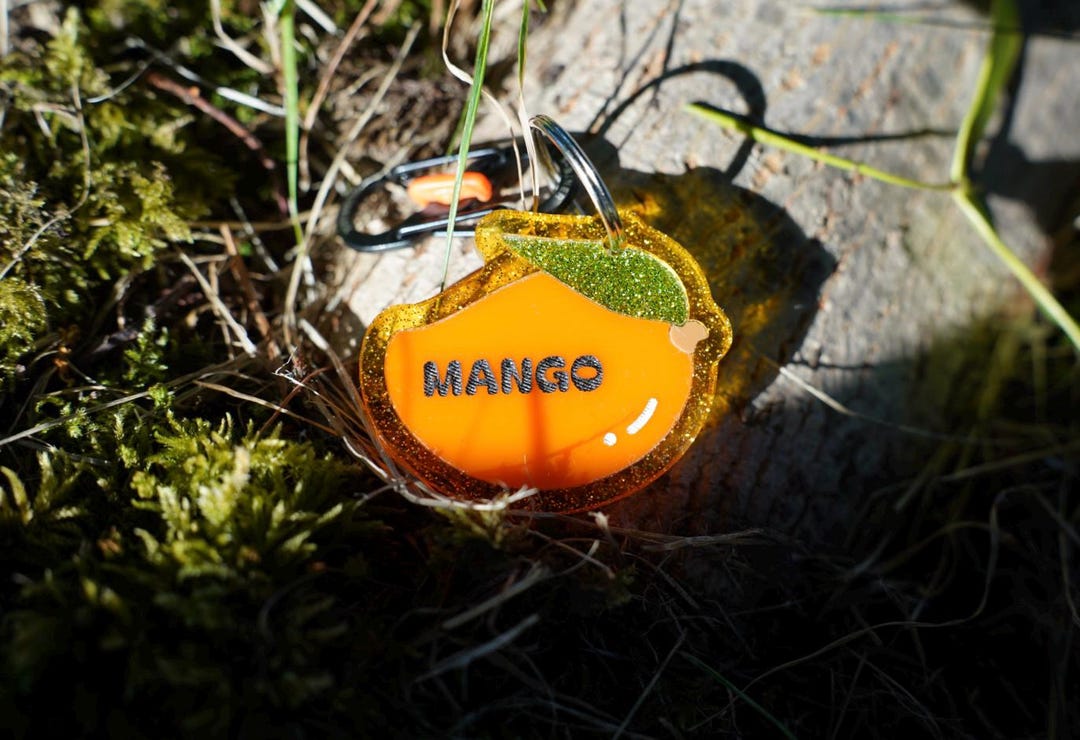 Mango Custom Pet ID Tag, Personalized, Engraved, Unique, Acrylic, Pet ...