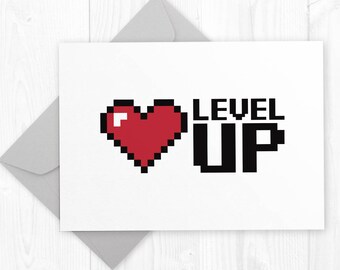 Level UP Wedding Anniversary geeky printable card funny Level UP Wedding Anniversary geeky printable card funny