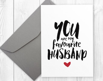 Printable Valentine's Day card for husband - You are my favorite husband | Printable anniversary, birthday card for him