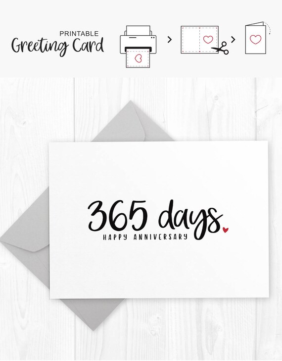 First Anniversary Printable Card 365 Days Anniversary Card Etsy First Anniversary Printable Card 365 Days Anniversary Card Etsy